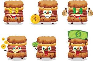 pollo Sandwich cartone animato personaggio con carino emoticon portare i soldi vettore