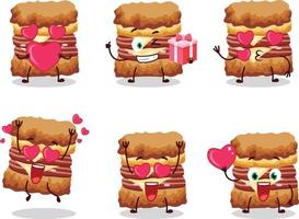 pollo Sandwich cartone animato personaggio con amore carino emoticon vettore
