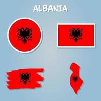 carta geografica di Albania con bandiera come struttura isolato su grigio vettore illustrazione.