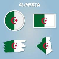 dettagliato illustrazione di un' carta geografica di algeria con bandiera, vettore. vettore