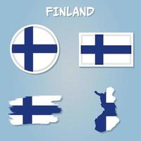 Finlandia carta geografica colorato con bandiera colori isolato vettore illustrazione.