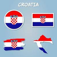 vettore illustrazione di un' carta geografica di Europa con evidenziato Croazia e croato bandiera.