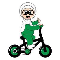 carino ragazza cartone animato cavalcata bicicletta grafico vettore