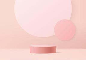 podio rosa minimo e scena con il vettore di rendering 3d in una composizione di sfondo astratto, illustrazione 3d mock up forme di piattaforma di forma geometria della scena per la visualizzazione del prodotto. palcoscenico per il prodotto in chiave moderna.