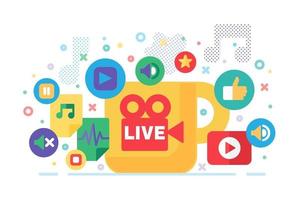 produzione sociale dal vivo. icona di live streaming. simbolo di gioco vettore