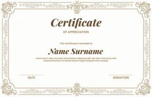 certificato di realizzazione con ornamento vettore