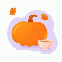 zucca e tazza di tè. speziato bere. vettore piatto illustrazione.