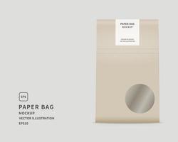 mockup di sacchetto di carta. progettazione di imballaggi alimentari. illustrazione vettoriale realistico.