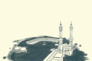 mano disegnato schizzo islamico famoso edificio di masjidil haram. vettore