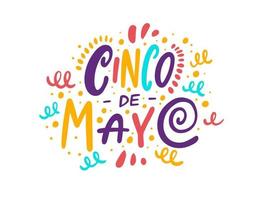 cinco de mayo vacanza lettering testo. mano disegnato colorato vettore illustrazione.