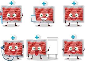 medico professione emoticon con terra carne cartone animato personaggio vettore