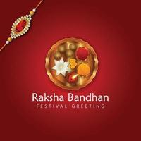 raksha bandhan festival di sfondo tradizionale indù con puja thali vettore