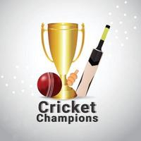 illustartion vettoriale di sfondo campionato di cricket con trofeo d'oro