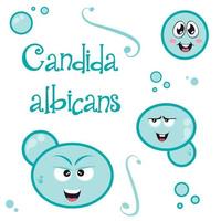 candida albicans cartone animato educativo fungo vettore grafico