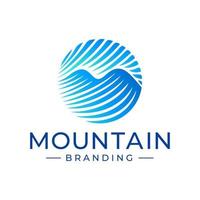 moderno pendenza astratto collina cerchio logo design. tecnologia montagna logo marca. vettore