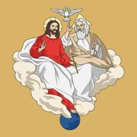 santo Trinità, Dio il padre, Gesù Cristo e santo spirito colorato vettore illustrazione