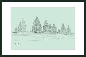 mano disegnato indonesiano tempio vettore