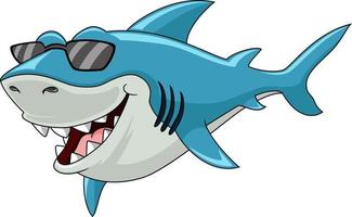 carino squalo cartone animato con occhiali da sole vettore