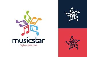 modello di progettazione di vettore di logo di star della musica. logo musicale stella, stile logo moderno e giocoso