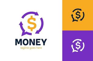 logo di chat di cambio di denaro. logotipo di notizie e tassi di cambio valuta. linea arte vettoriale e illustrazione gradiente