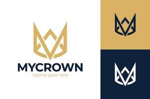 lettera m corona logo re vettore icona reale. regina logotipo simbolo design di lusso.