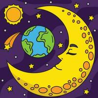 addormentato mezzaluna Luna colorato cartone animato vettore