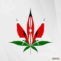 bandiera di Kenia nel marijuana foglia forma. il concetto di legalizzazione canapa nel kenya. vettore