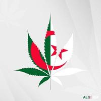 bandiera di algeria nel marijuana foglia forma. il concetto di legalizzazione canapa nel Algeria. vettore