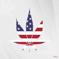 bandiera di Stati Uniti d'America nel marijuana foglia forma. il concetto di legalizzazione canapa nel Stati Uniti d'America. vettore