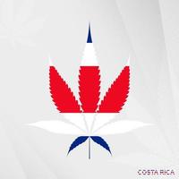 bandiera di costa rica nel marijuana foglia forma. il concetto di legalizzazione canapa nel costa rica. vettore