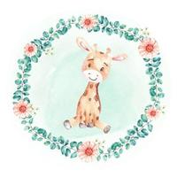 acquerello carino animale giraffa bambino illustrazione vettoriale