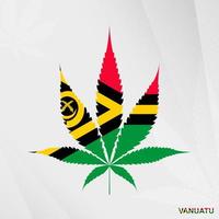 bandiera di vanuatu nel marijuana foglia forma. il concetto di legalizzazione canapa nel vanuatu. vettore