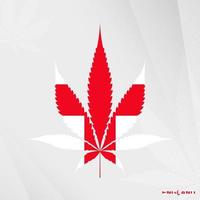 bandiera di Inghilterra nel marijuana foglia forma. il concetto di legalizzazione canapa nel Inghilterra. vettore