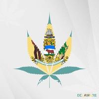 bandiera di Delaware nel marijuana foglia forma. il concetto di legalizzazione canapa nel Delaware. vettore