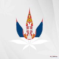 bandiera di Serbia nel marijuana foglia forma. il concetto di legalizzazione canapa nel Serbia. vettore