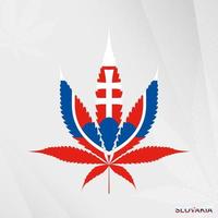 bandiera di slovacchia nel marijuana foglia forma. il concetto di legalizzazione canapa nel slovacchia. vettore