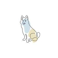 Cinese zodiaco simbolo cane illustrazione nel linea arte stile con boho colore isolato su bianca vettore