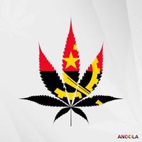 bandiera di angola nel marijuana foglia forma. il concetto di legalizzazione canapa nel angola. vettore