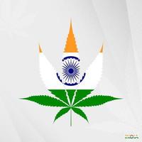 bandiera di India nel marijuana foglia forma. il concetto di legalizzazione canapa nel India. vettore