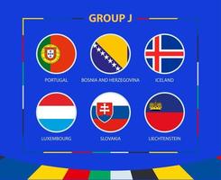 cerchio bandiere di gruppo j. partecipanti di qualificazione europeo calcio torneo 2024. vettore