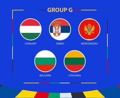 cerchio bandiere di gruppo g. partecipanti di qualificazione europeo calcio torneo 2024. vettore