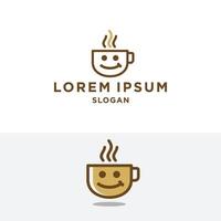 caffè logo. caffè tazza con contento viso linea logo icona vettore per bar e ristorante attività commerciale