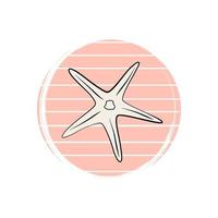 carino logo o icona vettore con stella marina su a strisce sfondo, illustrazione su cerchio per sociale media storia e punti salienti