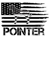 americano bandiera con pointer cane maglietta design vettore