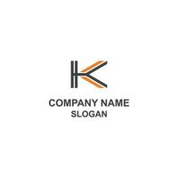 K iniziale maiuscolo lettere, moderno nero e arancia unico logo. vettore