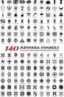 140 adinkra africano simboli fascio con senso nel akan linguaggio e inglese e simbolismo. vettore