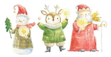 carino infantile Natale illustrazione. Natale cartone animato personaggi, Stampa, arredamento vettore