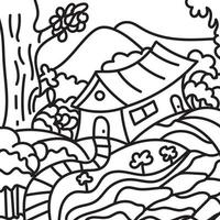 casa villaggio colorazione pagine vettore illustrazione