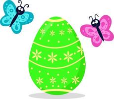 vettore illustrazione di un Pasqua uovo e farfalle. divertente farfalle e un Pasqua uovo con un' bellissimo modello. vettore isolato disegno.cartolina.a piatto illustrazione disegnato di mano.