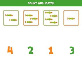 conteggio gioco per bambini. contare tutti Barracuda pesce e incontro con numeri. foglio di lavoro per bambini. vettore